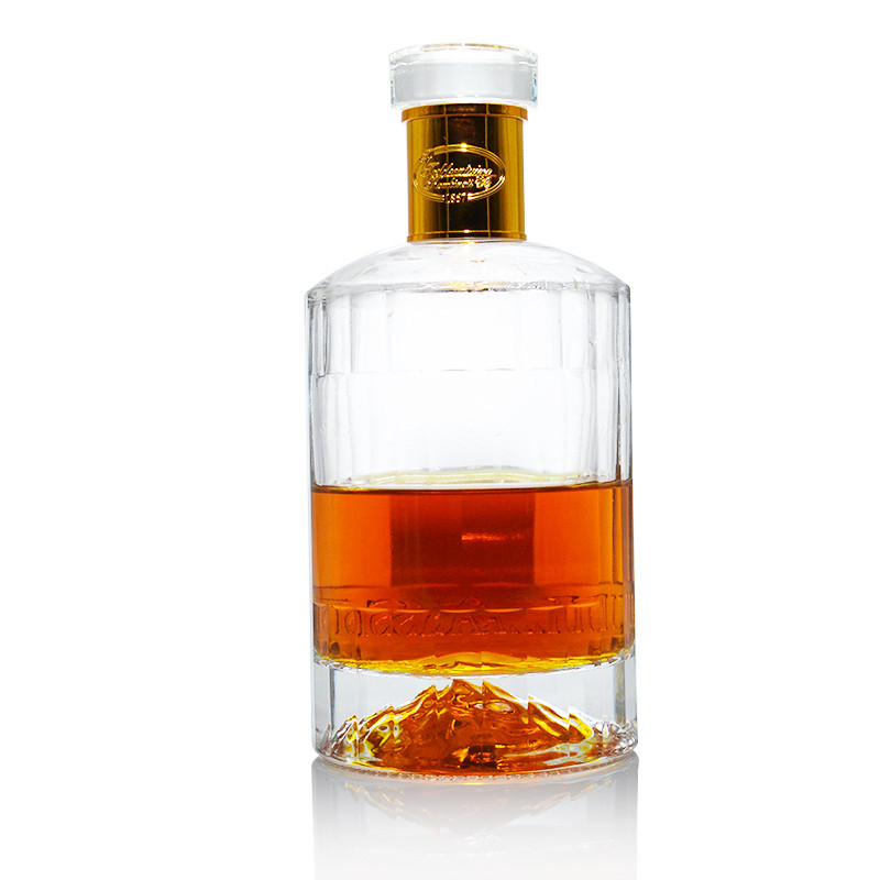 Botella de vidrio de 500 ml de 700 ml de 75 cl de Super Flint Whiskey con material blanco cristalino en CIF