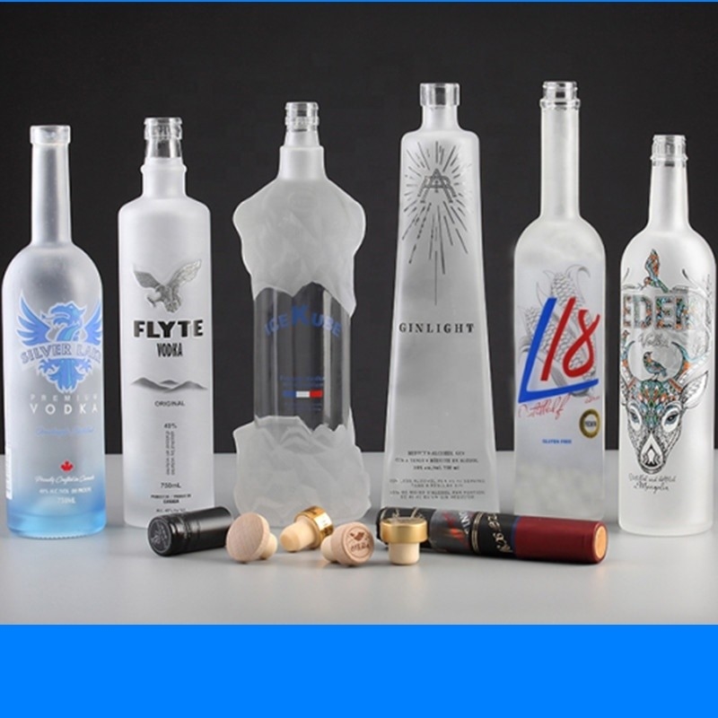 Botella de whisky y vodka de 750 ml de vidrio con glaseado de vino de 700 ml y 500 ml para bebidas
