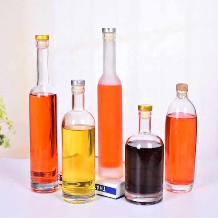 Botellas de vidrio de corcho para ginebra whisky tequila brandy vodka 375ml 500ml 750ml 1000ml