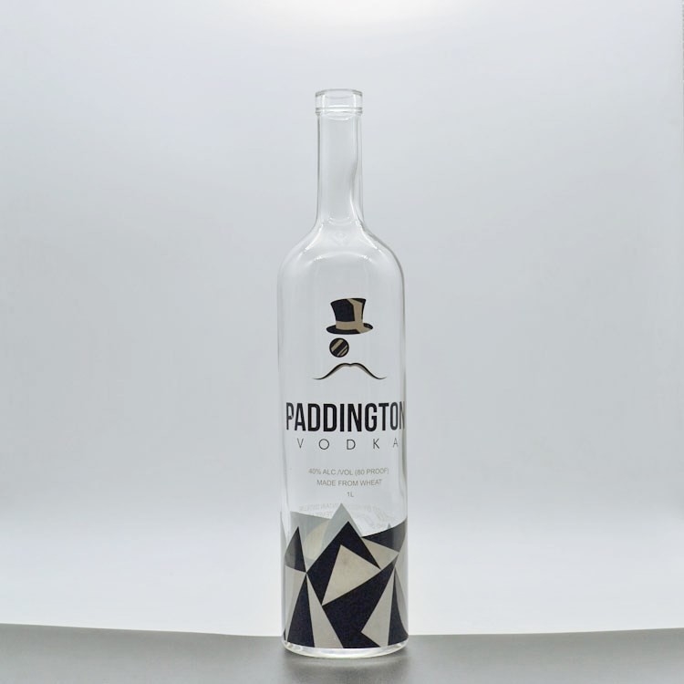 Otras bebidas Botella de vidrio Super Flint Etiqueta negra Whiskey Whisky 750 ml 1l con tapa de corcho