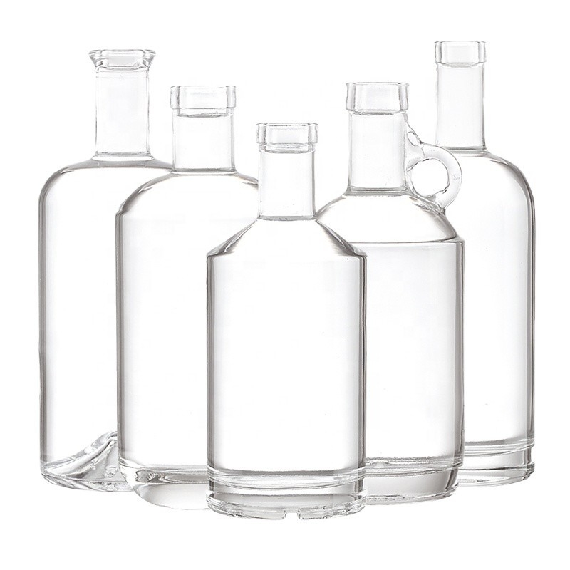 500 ml 700 ml 750 ml 1000 ml Botellas de licor de vidrio con estampado caliente para whisky Brandy Gin de ron