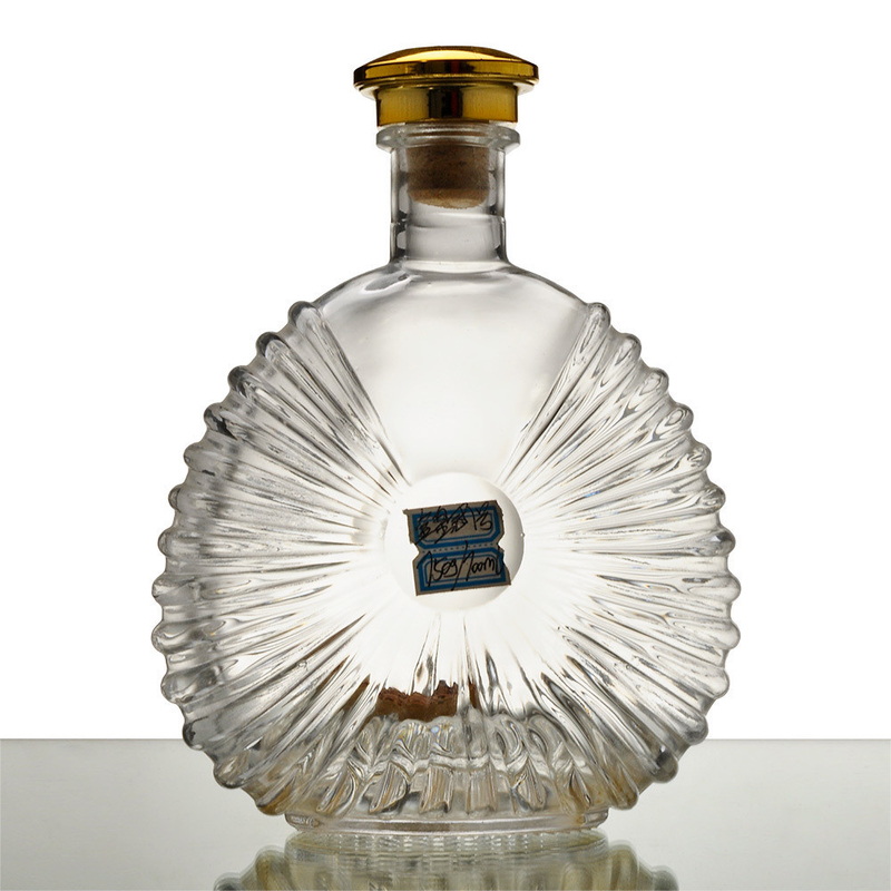 Botella de vidrio de 750 ml de alcohol con decal/impresión en pantalla/pintura/hielo