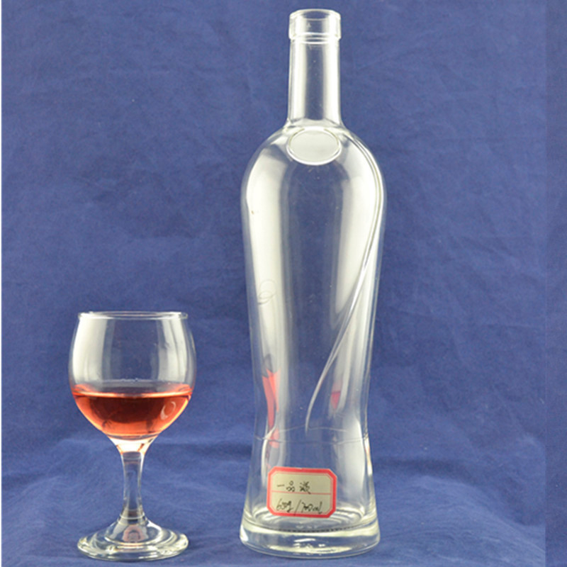 Material del cuello Material de piedra súper 700 ml de alcohol vacío claro ron whisky alcohol vodka botella de vidrio para licor