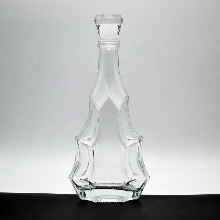Botella de vidrio cuadrada azul de 2 litros de 375 ml de 700 ml para impresión de alcohol licor vodka ron ginebra