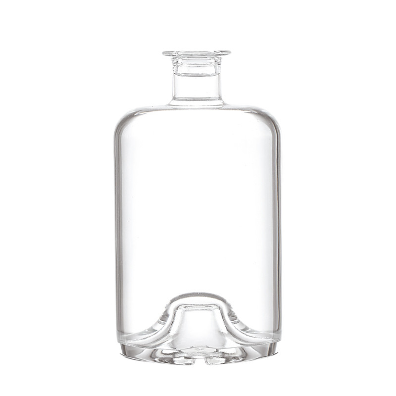 Tipo de sellado de corcho de madera Botella de vidrio ancha de 500 ml personalizada para ron tequila vodka aceite de brandy
