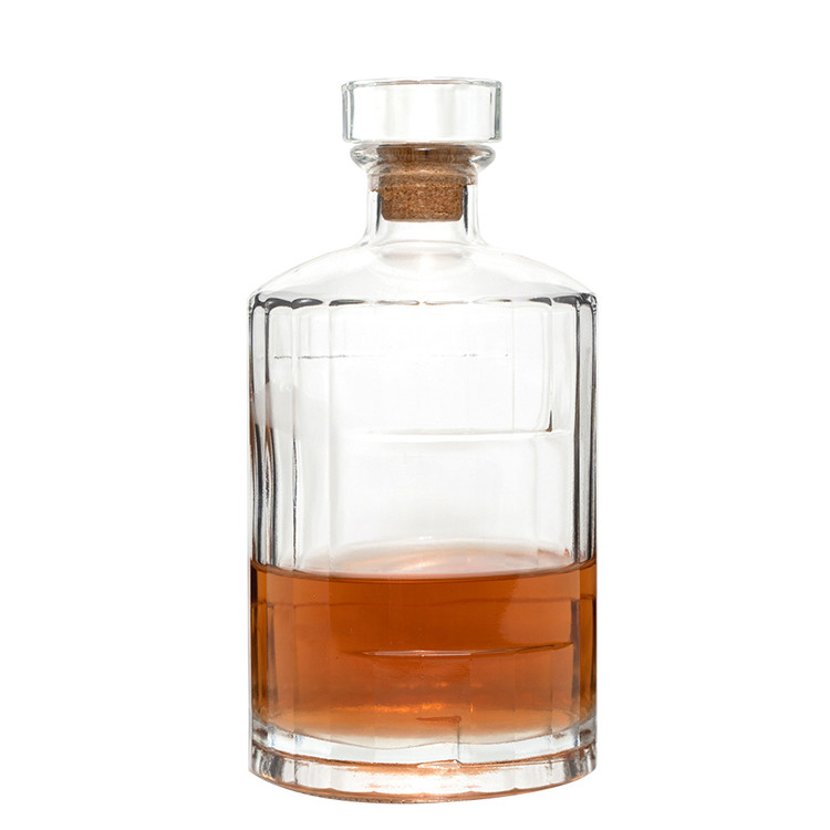 Botella de vidrio de vino con logotipo en relieve de 750 ml en color claro para whisky de marca
