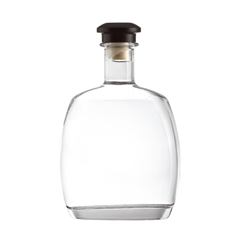 Botellas de vidrio vacías de 750 ml de vodka gin con corcho de material de vidrio de súper sílex
