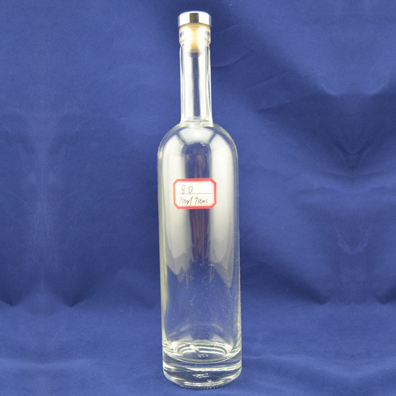 Super Flint Glass 750ml Botella para corcho de fondo grueso y diseño personalizado de licor