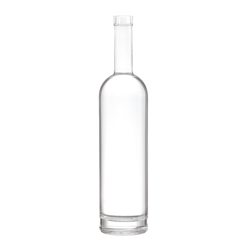 Botellas de alcohol de ron personalizadas de 700 ml 750 ml 1 litro con tapón de corcho en vidrio de súper sílex