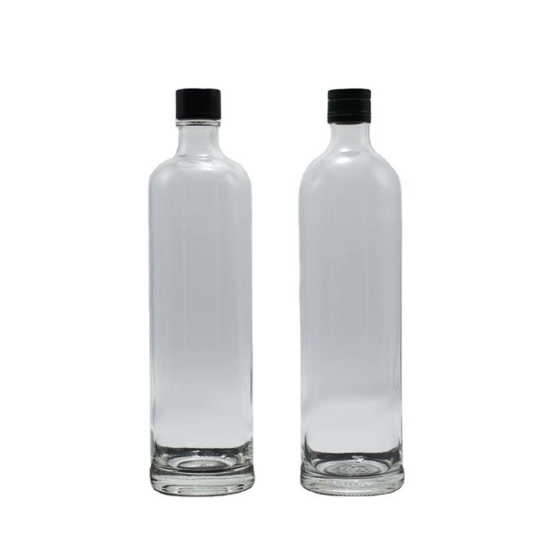 Términos de FOB Botella de agua de vidrio de cristal de súper sílex con tapones y superficie decal 750ml 1000ml