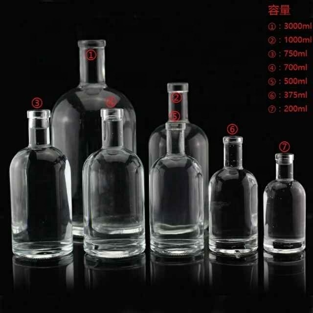 Botella de vidrio de corcho para la industria de bebidas en México Tequila Vodka y whisky