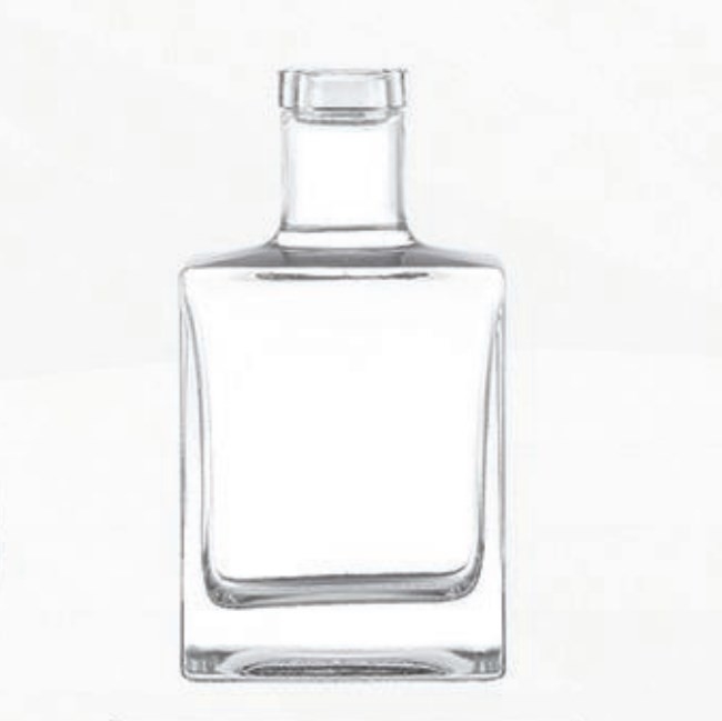 500ml 700ml 750ml 1L Botella de licor de vidrio de forma cuadrada única para jugo Vodka Liquor espirituoso