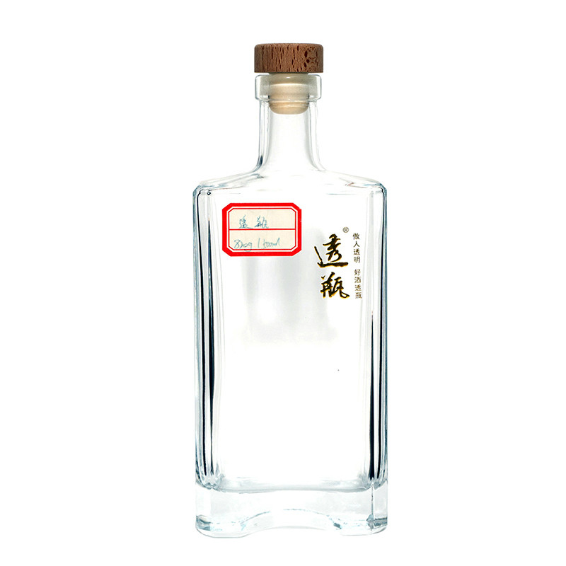 Botella de vidrio de ginebra verde cuadrada de 375 ml 500 ml 700 ml 750 ml para bebidas alcohólicas personalizadas en verde