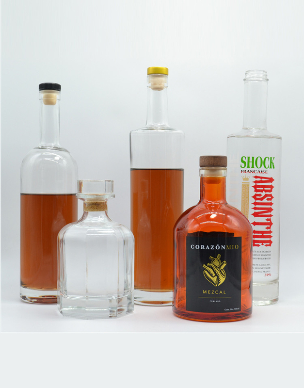 200 ml 375 ml 500 ml 700 ml botellas de corcho de vidrio de sílex para ron de ginebra y brandy