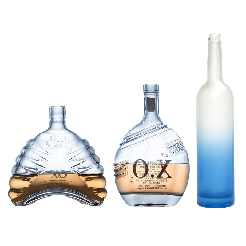 Botellas de vidrio de súper sílex con certificación ISO14001 para la fabricación de XO/brandy/whisky/vodka